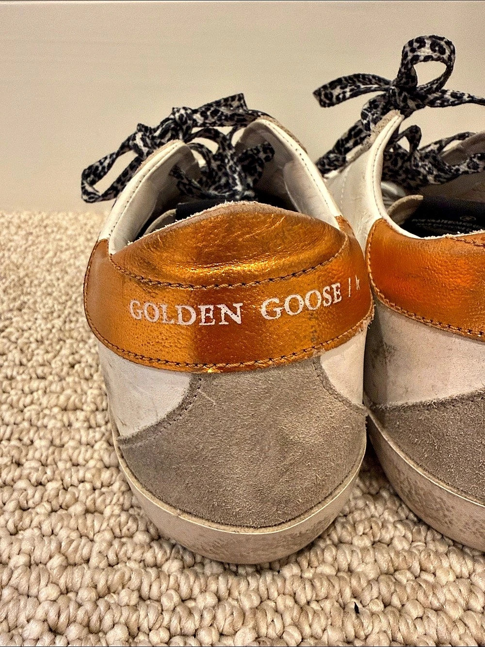 Golden Goose Super-Star Sneakers with Black Star and Bronze/Gold Heel Tab - Picture 3 of 6
